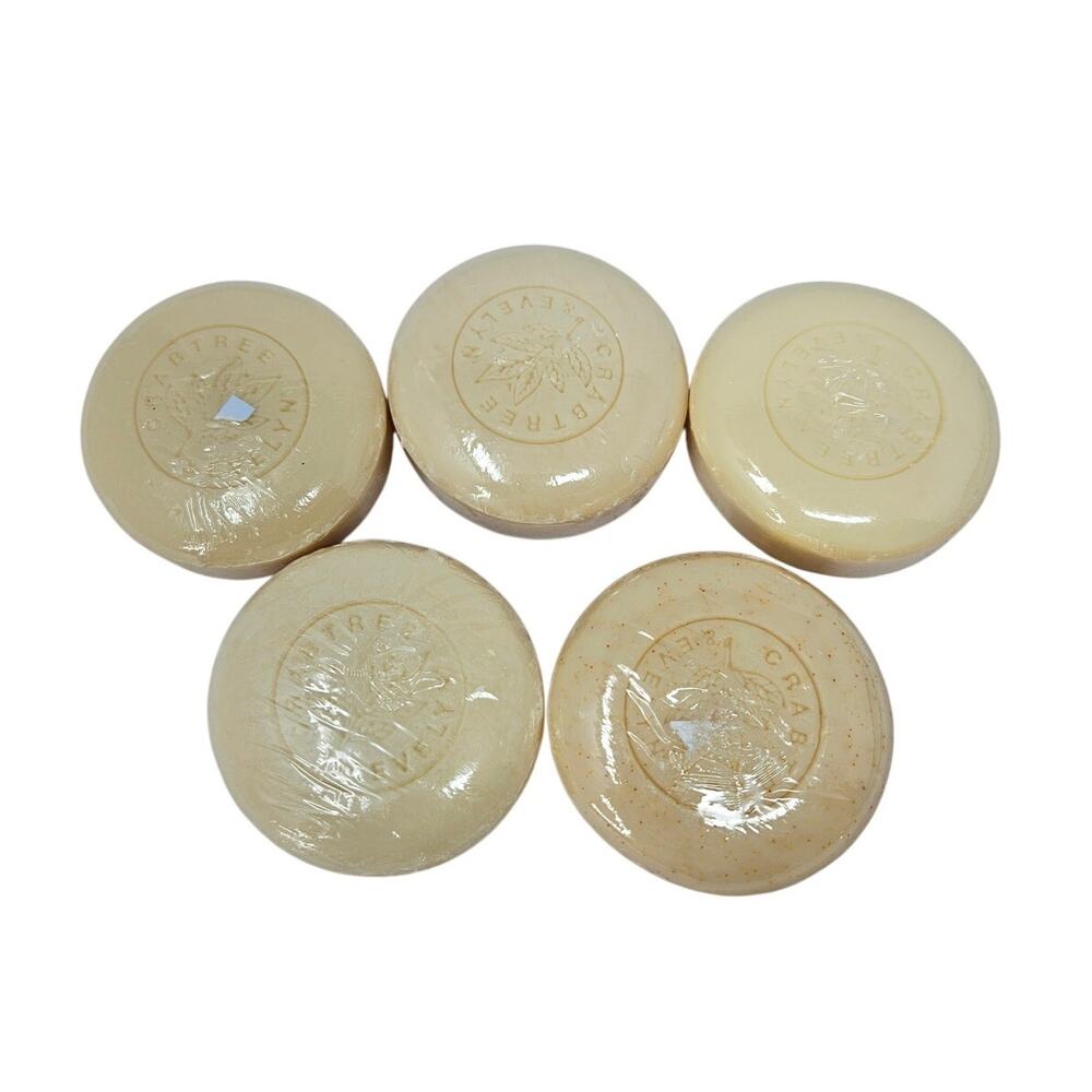 NEW Lot of 5 Sealed Crabtree Evelyn 2.6 Oz Round Soap Grapefruit Mango Nutmeg